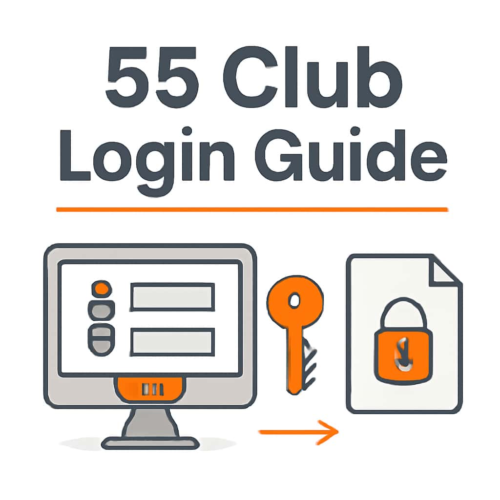 An educational diagram illustrating the login process for 55 Club.