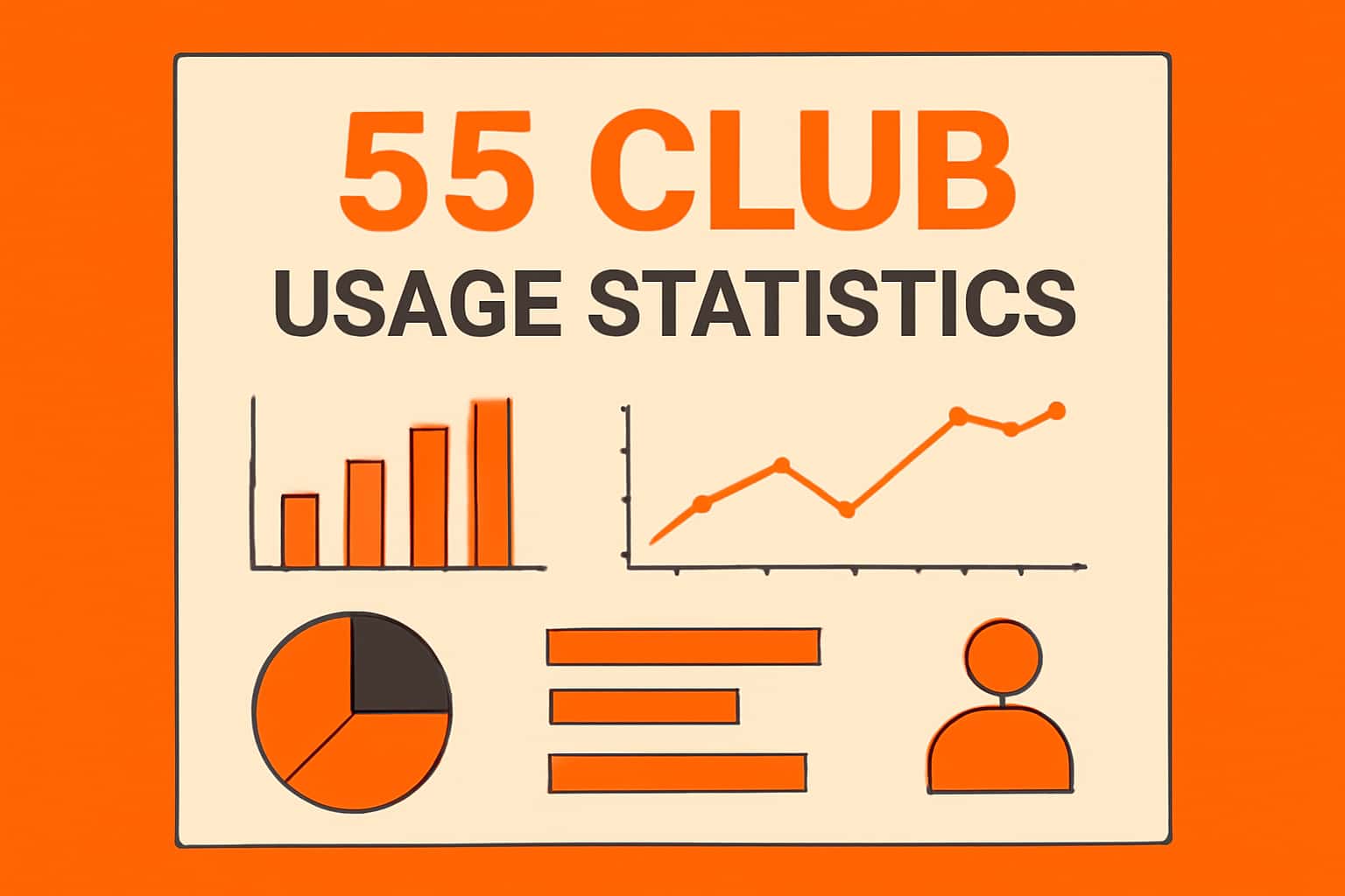 An informational graphic depicting various statistics and trends related to 55 Club usage.