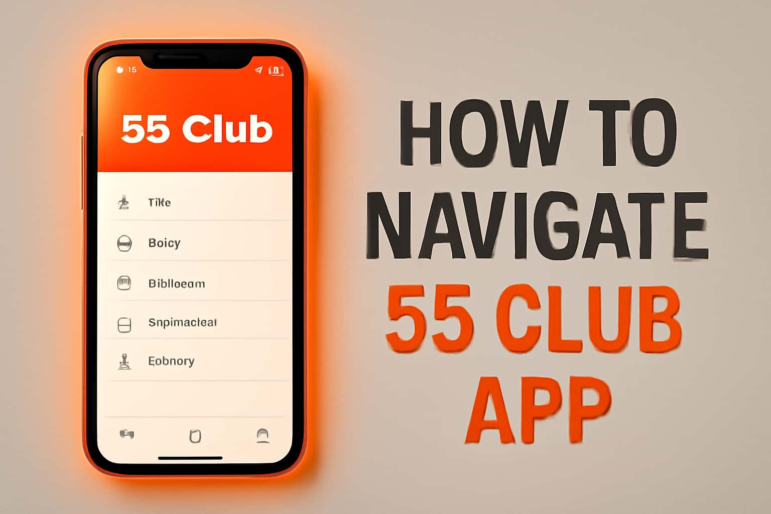 An informational illustration representing navigation within the 55 Club App.
