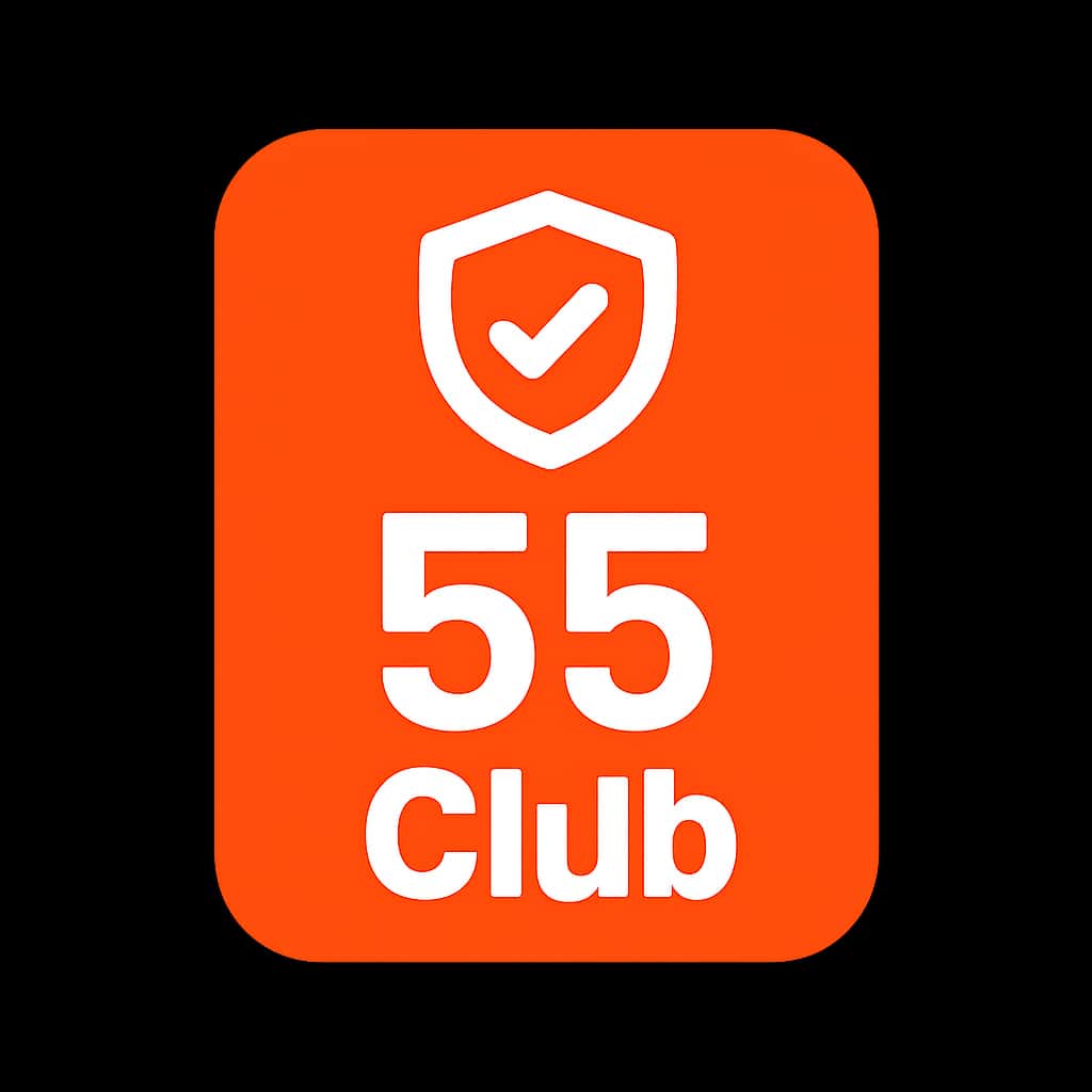 An icon representing safety measures for the 55 Club app on Android.