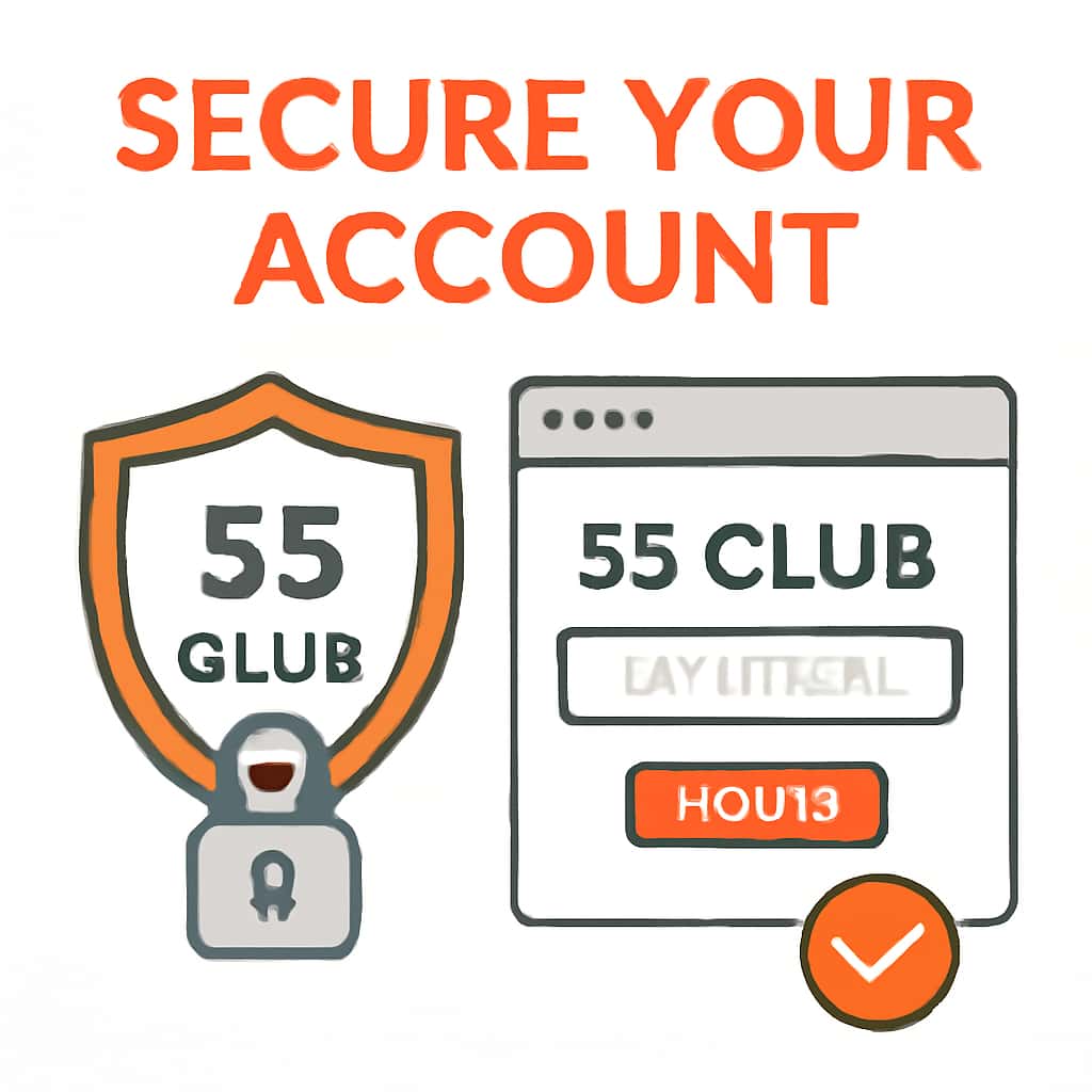 Illustration detailing security measures for the 55 Club account.